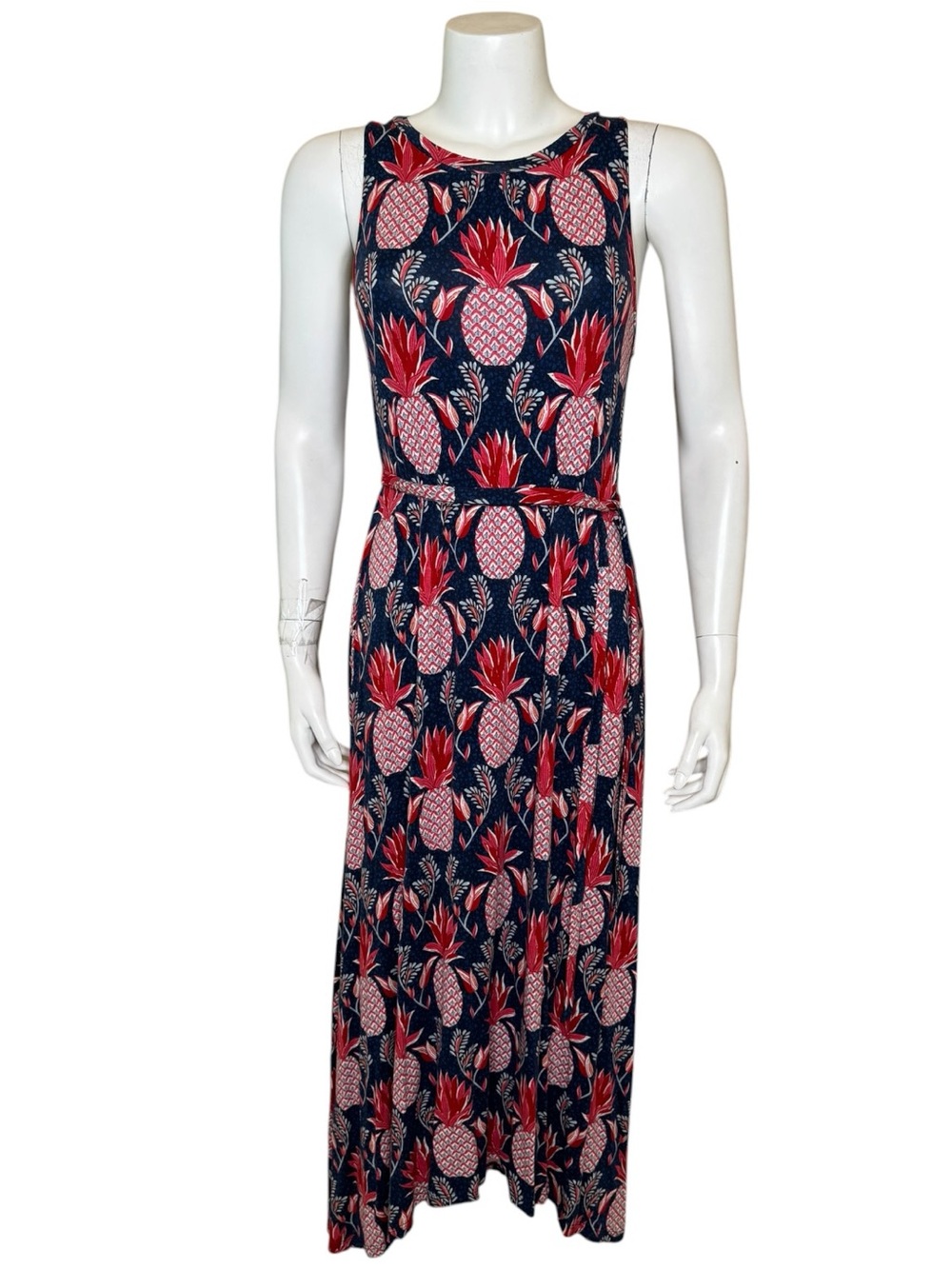 Boden Delphine Maxi Dress 6P Sleeveless Pineapple Print Stretch Jersey Knit
